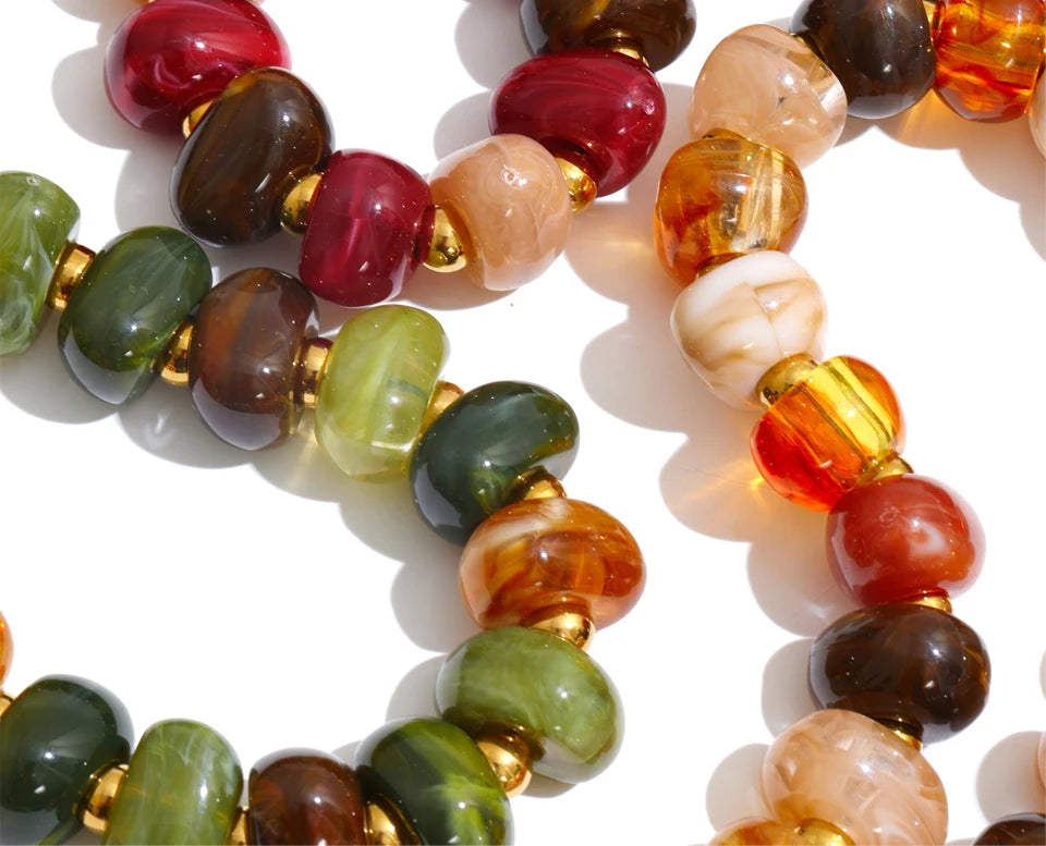 Colorful Resin Bead Chain Necklace – Waterproof 18K Gold Plated Necklace | Ezra Gems