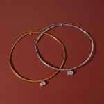 Zircon Charm Rigid Collar Necklace – Waterproof 18K Gold Plated Necklace | Ezra Gems