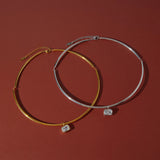 Zircon Charm Rigid Collar Necklace – Waterproof 18K Gold Plated Necklace | Ezra Gems