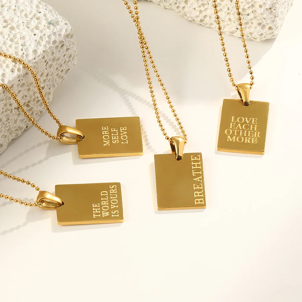 Engraved Affirmation Tag Necklace – Waterproof 18K Gold Plated Necklace | Ezra Gems