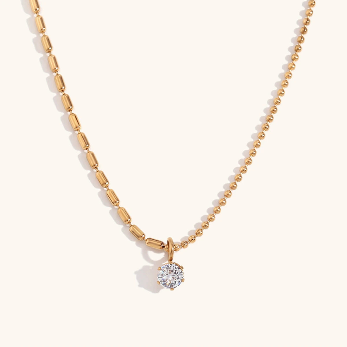 Asymmetric Bead Zircon Pendant Necklace – Waterproof 18K Gold Plated Necklace | Ezra Gems