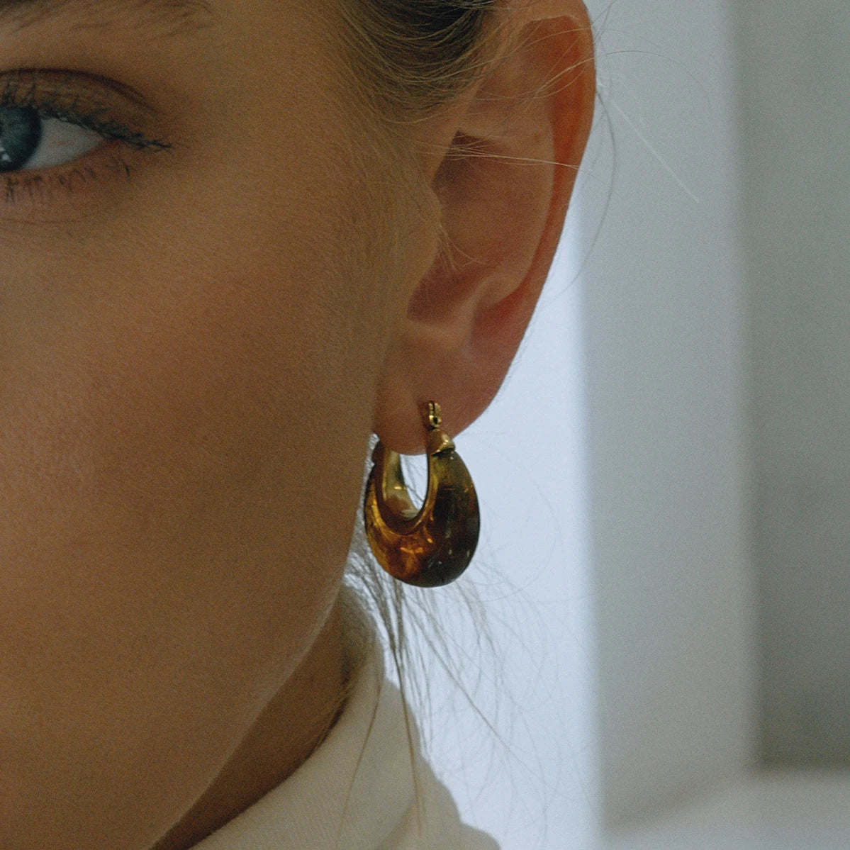 U Shape Resin Drop Earrings – Waterproof 18K Gold Plated Earrings | Ezra Gems