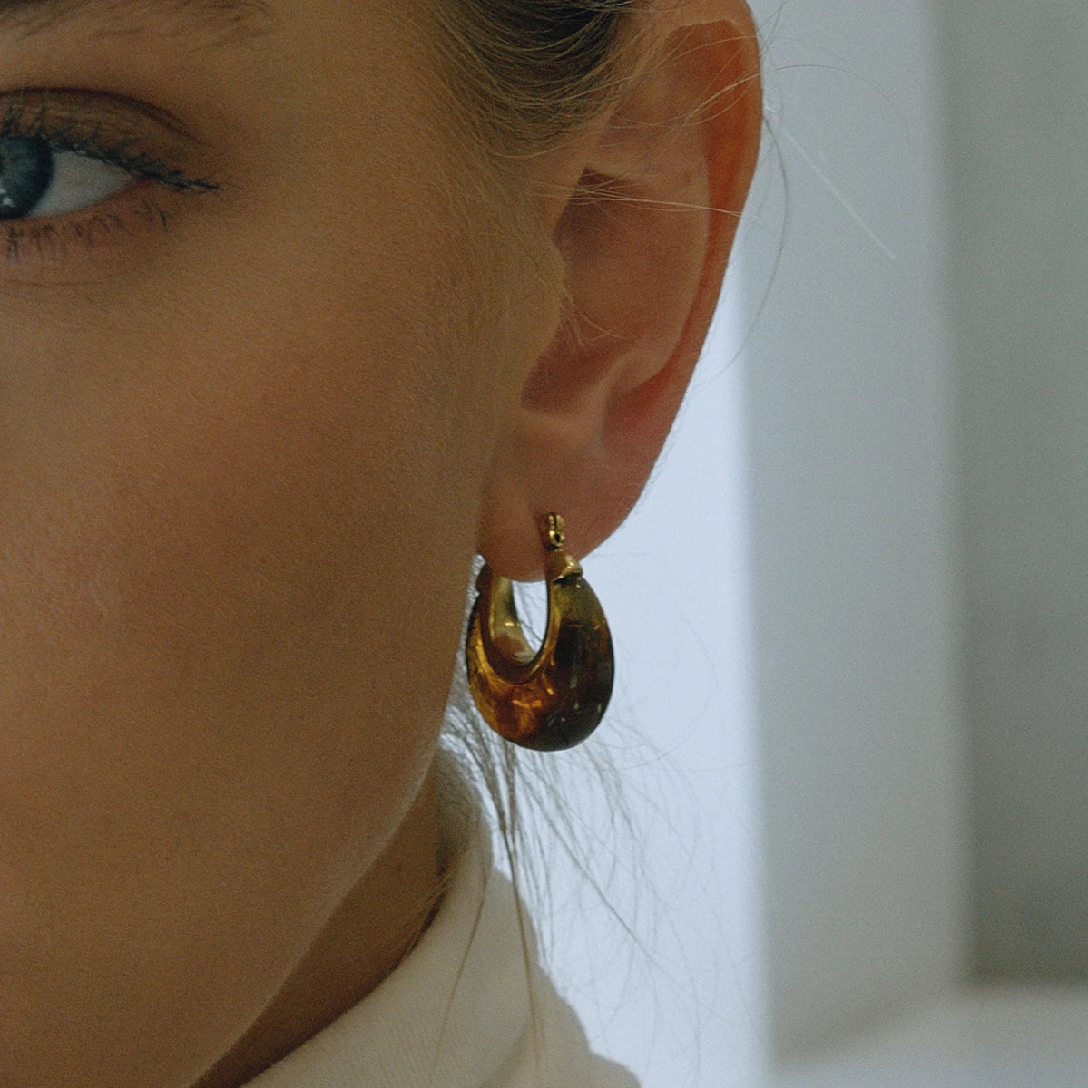 U Shape Resin Drop Earrings – Waterproof 18K Gold Plated Earrings | Ezra Gems