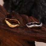 Wave Pattern Plain Band Ring – Waterproof 18K Gold Plated Ring | Ezra Gems