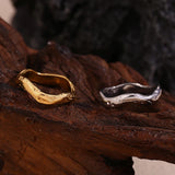 Wave Pattern Plain Band Ring – Waterproof 18K Gold Plated Ring | Ezra Gems