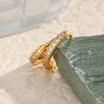 Rounded Edges Cubic Zirconia Hoop Earrings – Waterproof 18K Gold Plated Earrings | Ezra Gems