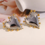 Slanted Heart Bead Edge Earrings – Waterproof 18K Gold Plated Earrings | Ezra Gems
