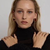 Retro Agate Geometric Stud Earrings