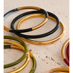 3-Circle Resin Bangle Set – Waterproof 18K Gold Plated Bracelet | Ezra Gems