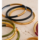 3-Circle Resin Bangle Set – Waterproof 18K Gold Plated Bracelet | Ezra Gems
