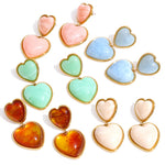 Sweet Acrylic Resin Heart Drop Earrings – Waterproof 18K Gold Plated Earrings | Ezra Gems
