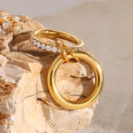 Double Layer Zircon Inlaid Ring – Waterproof 18K Gold Plated Ring | Ezra Gems