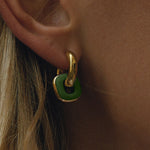 Enamel Double Ring Drop Earrings – Waterproof 18K Gold Plated Earrings | Ezra Gems
