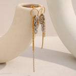 Zircon Chain Tassel Earrings – Waterproof 18K Gold Plated Earrings | Ezra Gems