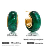 C Shape Resin Stud Earrings – Waterproof 18K Gold Plated Earrings | Ezra Gems