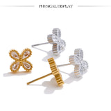 Cubic Zirconia Flower Stud Earrings – Waterproof 18K Gold Plated Earrings | Ezra Gems