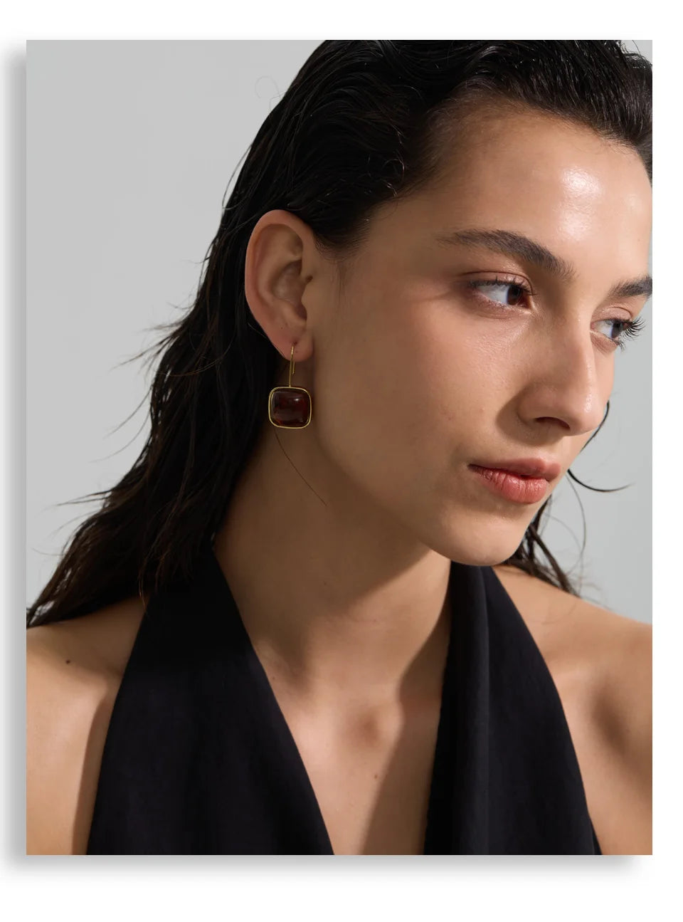 Amber Resin Square Drop Earrings – Waterproof 18K Gold Plated Earrings | Ezra Gems