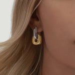 Patchwork U Shape Drop Earrings – Waterproof 18K Gold Plated Earrings | Ezra Gems