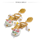 Ceramic Flower Drop Earrings