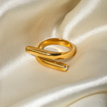 Polished Sculptural Statement Ring – Waterproof 18K Gold Plated Ring | Ezra Gems