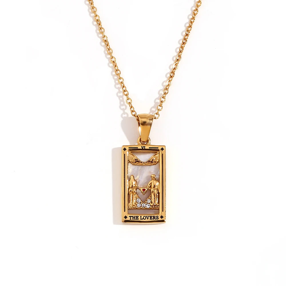 Tarot Card Pendant Necklace – Waterproof 18K Gold Plated Necklace | Ezra Gems
