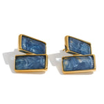 Acrylic Rectangle Stud Earrings – Waterproof 18K Gold Plated Earrings | Ezra Gems