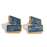 Acrylic Rectangle Stud Earrings – Waterproof 18K Gold Plated Earrings | Ezra Gems