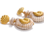 Ocean Resin Shell Conch Drop Earrings – Waterproof 18K Gold Plated Earrings | Ezra Gems