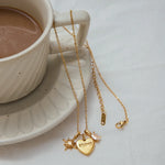 Heart Star Zircon Charm Necklace – Waterproof 18K Gold Plated Necklace | Ezra Gems