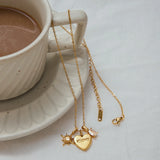 Heart Star Zircon Charm Necklace – Waterproof 18K Gold Plated Necklace | Ezra Gems