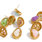 Candy Color Resin Heart Stud Earrings