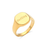 Engraved Letter Word Ring
