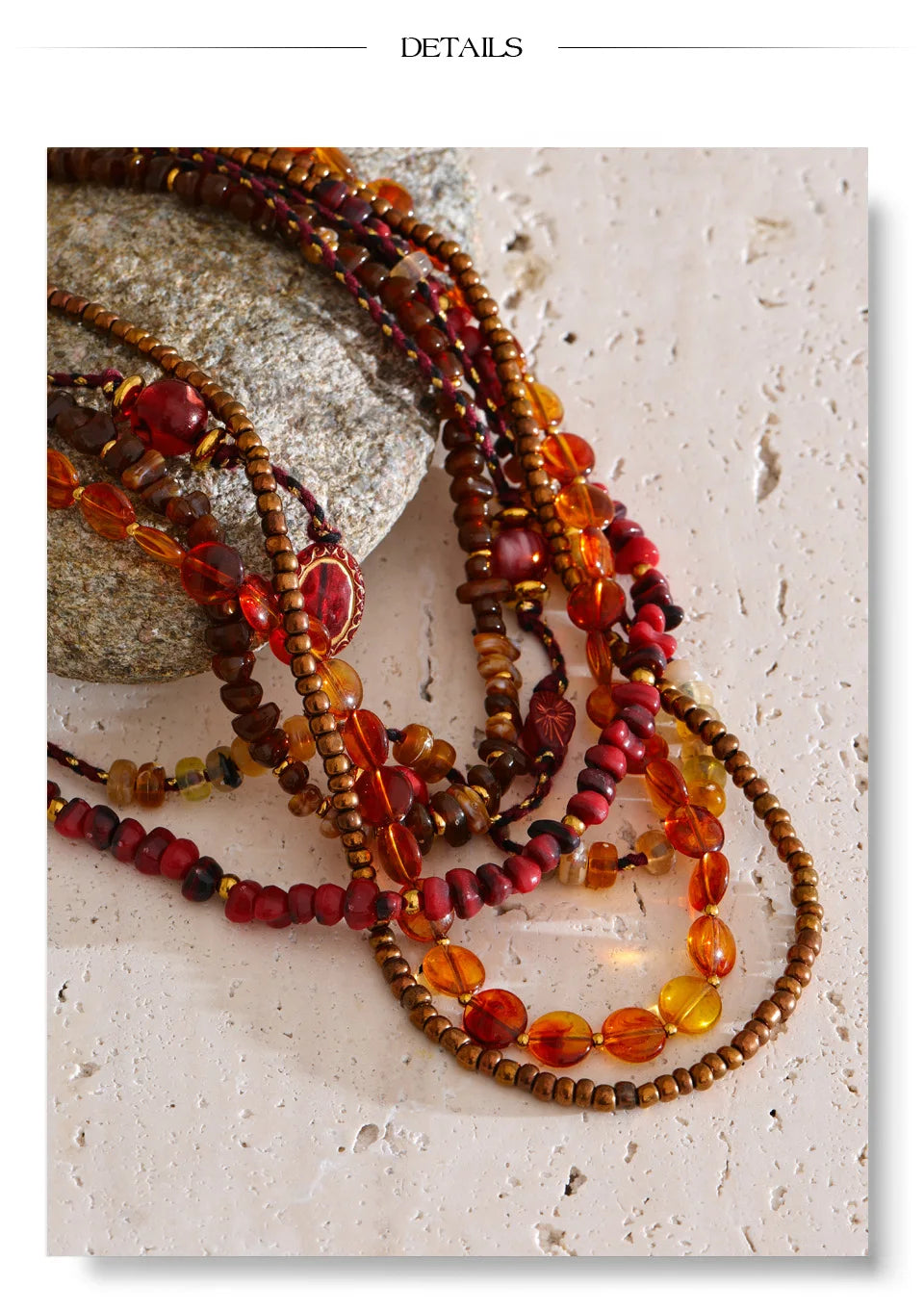 Layered Resin Bead Bib Necklace – Waterproof 18K Gold Plated Necklace | Ezra Gems