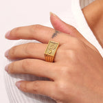 Snake Sunburst Signet Ring – Waterproof 18K Gold Plated Ring | Ezra Gems