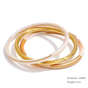 3-Circle Resin Bangle Set – Waterproof 18K Gold Plated Bracelet | Ezra Gems