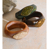 Resin Rhinestone Statement Bangle – Waterproof 18K Gold Plated Bracelet | Ezra Gems