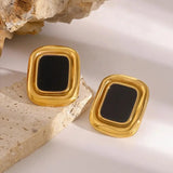 Black Stone Statement Earrings