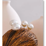 Simulated Pearl Round Stud Earrings – Waterproof 18K Gold Plated Earrings | Ezra Gems