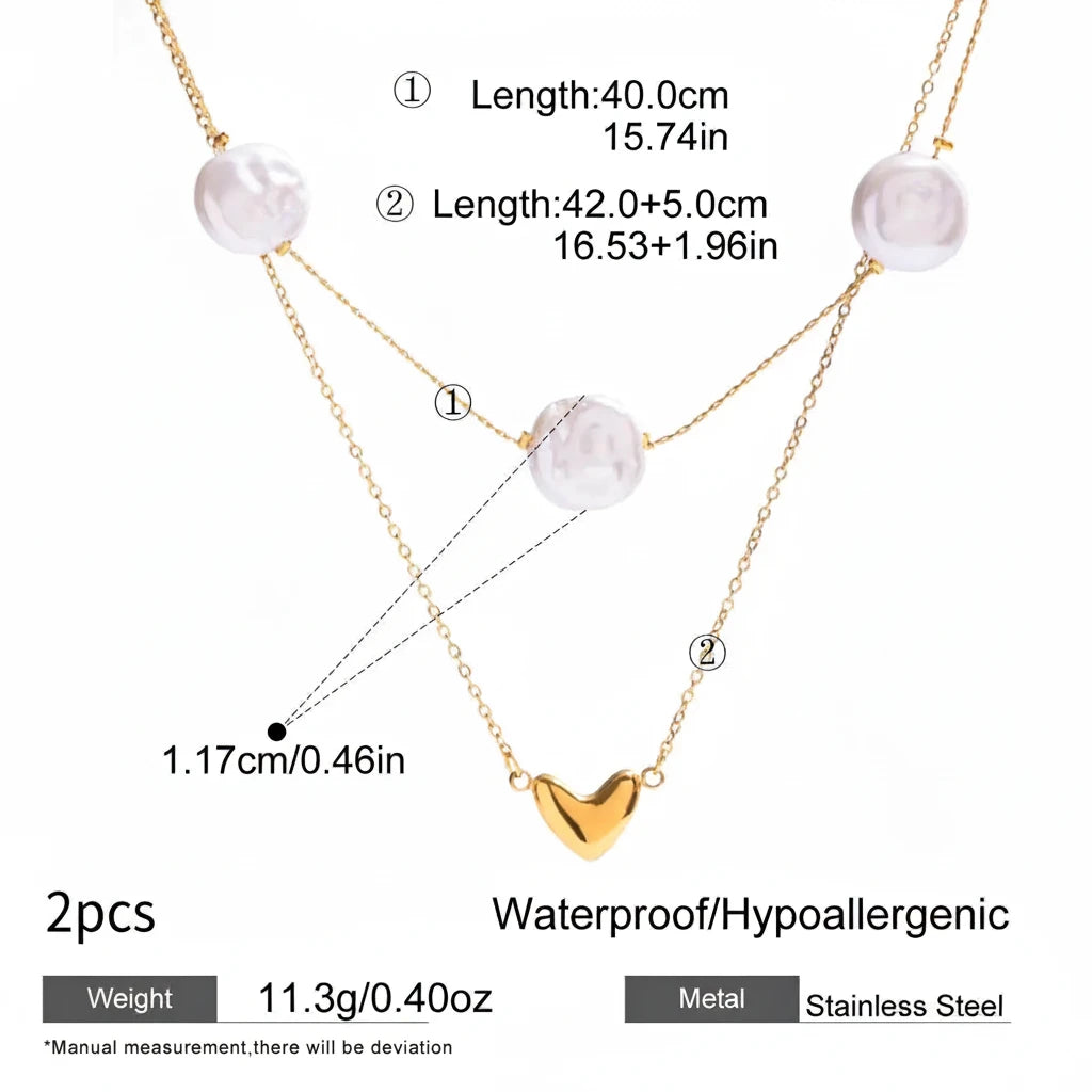 Pearl Heart Necklace Set