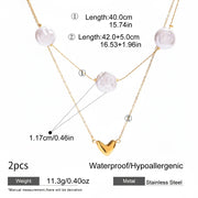 Pearl Heart Necklace Set – Waterproof 18K Gold Plated Jewelry Set | Ezra Gems
