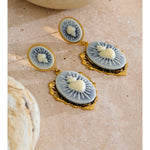 Resin Heart Flower Drop Earrings – Waterproof 18K Gold Plated Earrings | Ezra Gems