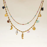 Seahorse Layered Ocean Necklace – Waterproof 18K Gold Plated Necklace | Ezra Gems