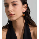 Amber Resin Square Drop Earrings – Waterproof 18K Gold Plated Earrings | Ezra Gems