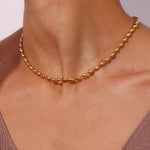 Oval Bead Clavicle Chain Necklace – Waterproof 18K Gold Plated Necklace | Ezra Gems
