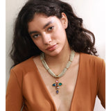 Glass Cross Pendant Necklace