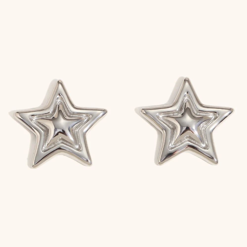 Double-Layer Pentagram Star Earrings – Waterproof 18K Gold Plated Earrings | Ezra Gems
