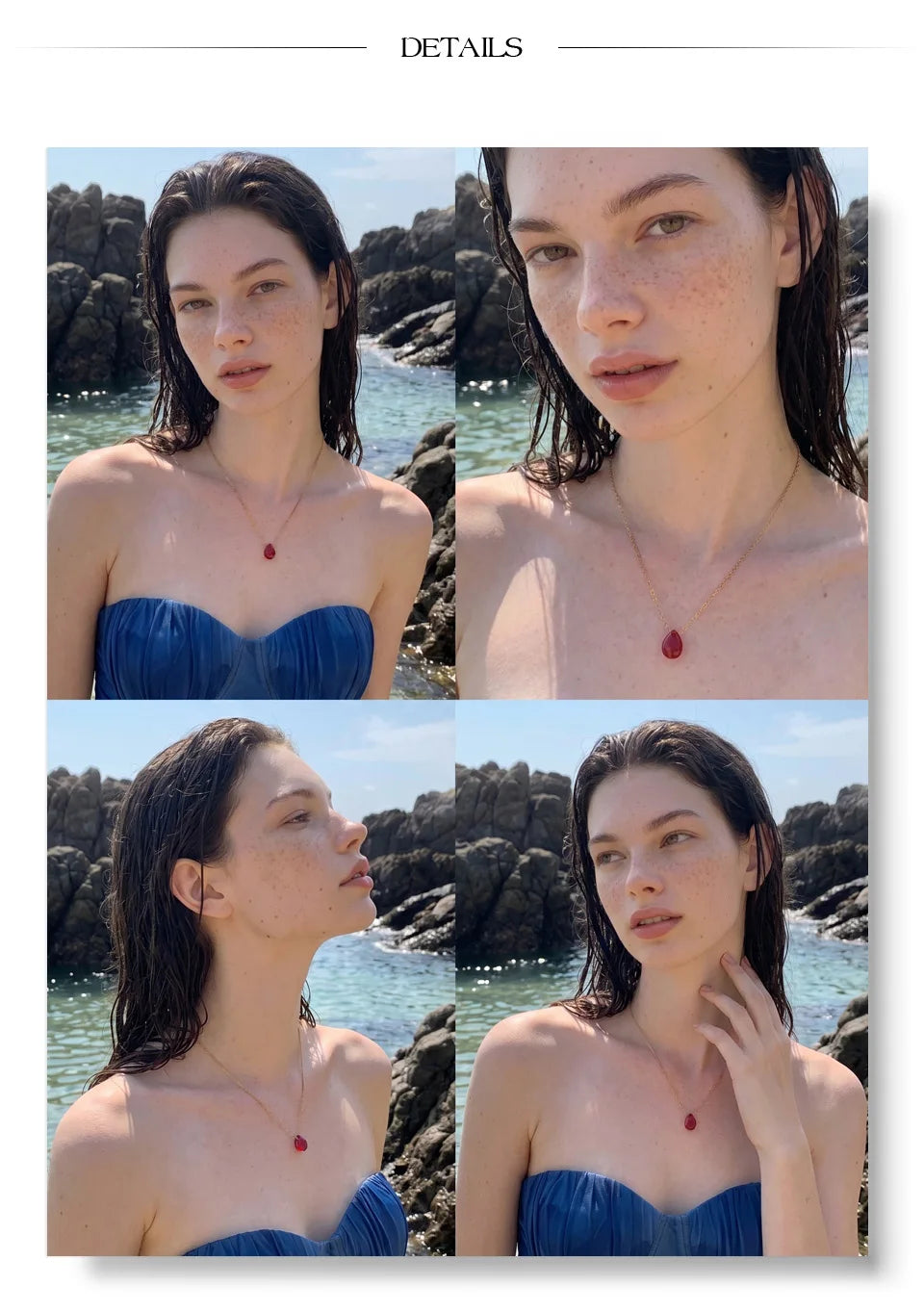 Red Resin Water Drop Pendant Necklace – Waterproof 18K Gold Plated Necklace | Ezra Gems