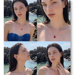 Red Resin Water Drop Pendant Necklace – Waterproof 18K Gold Plated Necklace | Ezra Gems