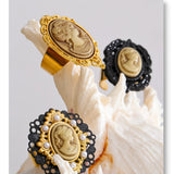 Resin Pearl Portrait Oval Ring