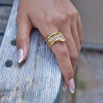 Wave Curve Zirconia Stacking Ring – Waterproof 18K Gold Plated Ring | Ezra Gems